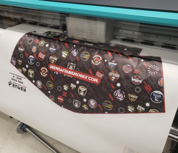 Image of sublimation print being printed for cut and sew operation.